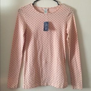 Forever 21 Peach/Black Polka Dot Long Sleeve